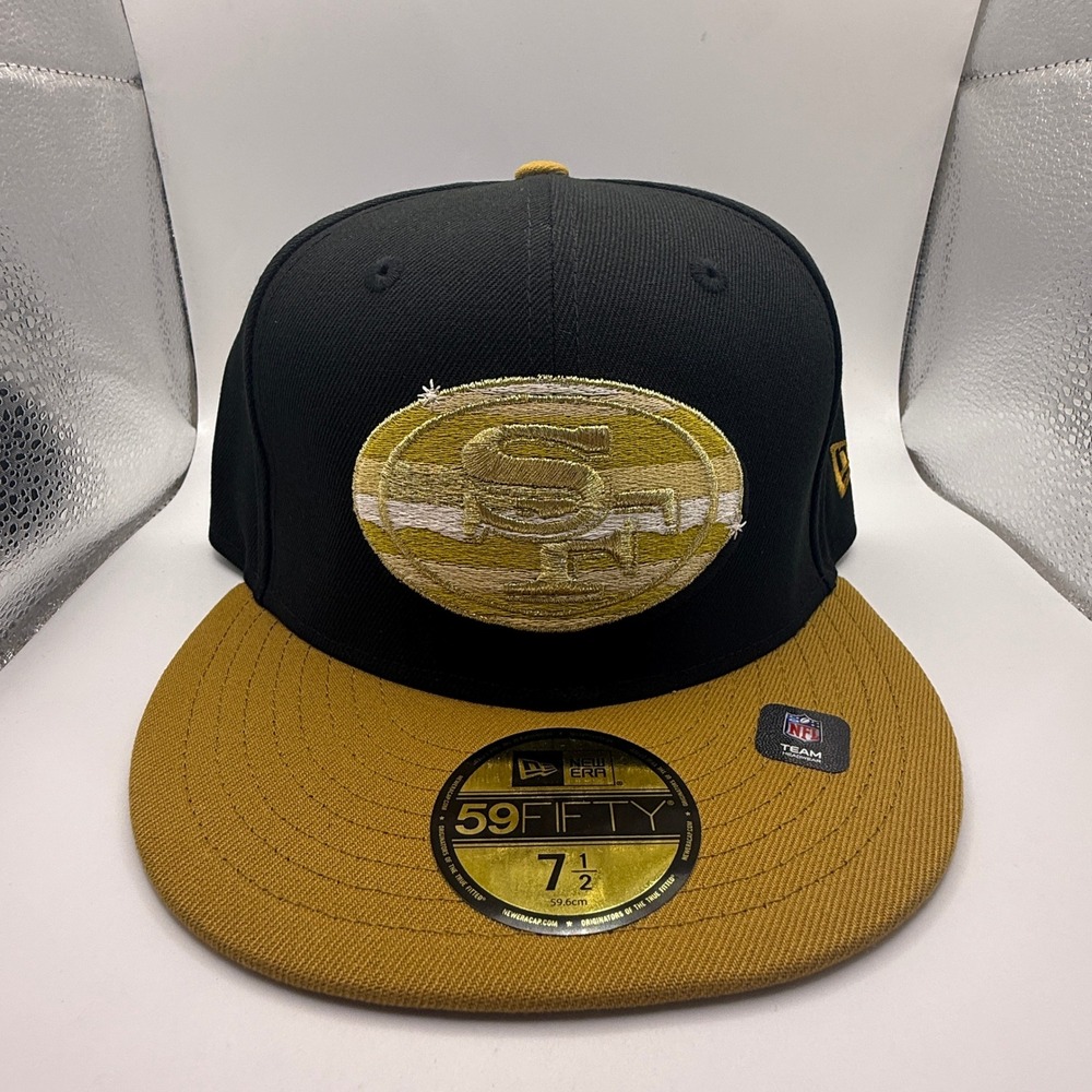 New Era 59FIFTY San Francisco 49ers Hat Black Gold Fitted 7 1/2 NFL 60750853
